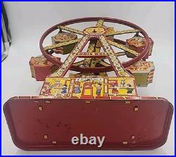 J Chein Hercules Ferris Wheel Circus Toys Wind Up Tin Lithograph 1920
