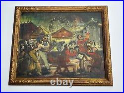 Jo Cain Painting Antique Circus Fair Carnival American Regionalism Wpa Famous