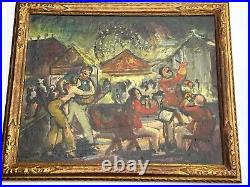 Jo Cain Painting Antique Circus Fair Carnival American Regionalism Wpa Famous