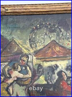 Jo Cain Painting Antique Circus Fair Carnival American Regionalism Wpa Famous