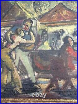 Jo Cain Painting Antique Circus Fair Carnival American Regionalism Wpa Famous