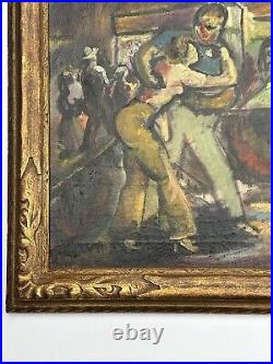 Jo Cain Painting Antique Circus Fair Carnival American Regionalism Wpa Famous