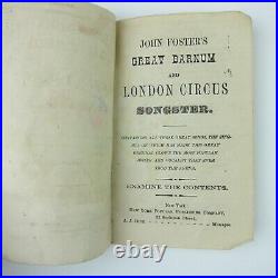 John Foster's Great Barnum & London Circus Clown Songster Booklet Antique 1880s