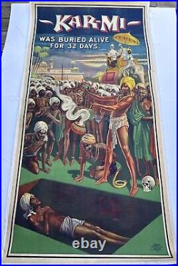 Kar MI Magic Poster 80 Inches Giant Size Antique Magician Circus Chicag0 1914