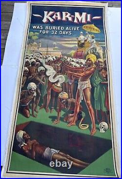 Kar MI Magic Poster 80 Inches Giant Size Antique Magician Circus Chicag0 1914