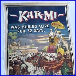 Kar MI Magic Poster 80 Inches Giant Size Antique Magician Circus Chicag0 1914