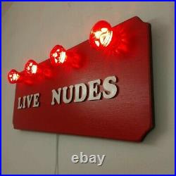 LIVE NUDES Vintage Style 3d Sign Fairground LEDS Circus Hand Painted VALENTINES
