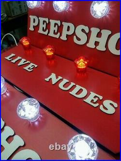 LIVE NUDES Vintage Style 3d Sign Fairground LEDS Circus Hand Painted VALENTINES