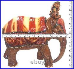 Large Antique Barnum & Bailey Circus Elephant with Monkey on Head Figure, 1920's
