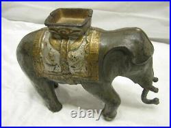 Large Antique Cast Iron Circus Elephant Mechanical Dime Bank Coin Animal