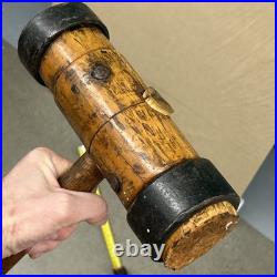 Large Antique Wood & Wrought Iron Mallet Sledge Hammer Circus Strong Man Large Antique Wood & Wrought Iron Mallet Sledge Hammer Circus Strong Man