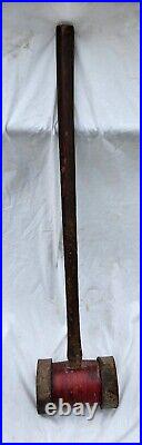Large Antique Wood and Wrought Iron Mallet Hammer Carnival Circus Strong Man