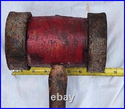 Large Antique Wood and Wrought Iron Mallet Hammer Carnival Circus Strong Man