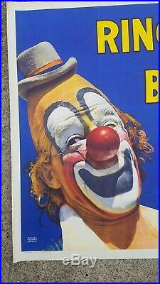 Large VIntage 1940's 50's Ringling Brothers Circus Posster Lou Jacobs Clown