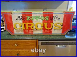 Large Vintage (Not Antique) Hand Painted Solid Wood (Oak) Sign ZIPPOS CIRCUS