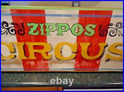 Large Vintage (Not Antique) Hand Painted Solid Wood (Oak) Sign ZIPPOS CIRCUS