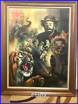 Large vintage oil painting Emmett Kelly The Clown signed Gleason