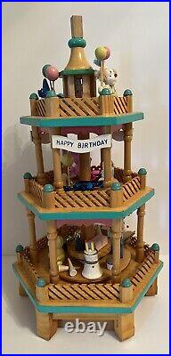 Lillian Vernon Happy Birthday 3-tier Wooden Carousel Circus Theme New Rare Find