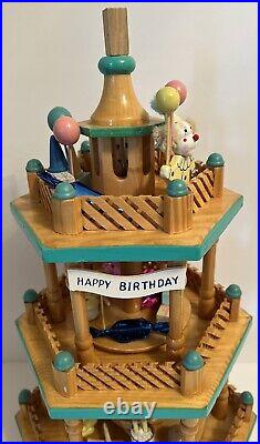 Lillian Vernon Happy Birthday 3-tier Wooden Carousel Circus Theme New Rare Find