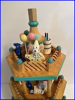 Lillian Vernon Happy Birthday 3-tier Wooden Carousel Circus Theme New Rare Find