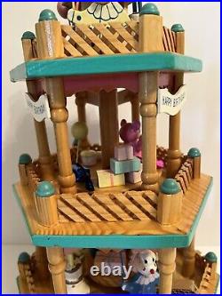 Lillian Vernon Happy Birthday 3-tier Wooden Carousel Circus Theme New Rare Find