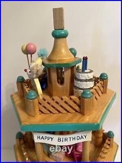 Lillian Vernon Happy Birthday 3-tier Wooden Carousel Circus Theme New Rare Find