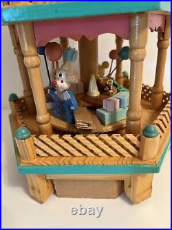 Lillian Vernon Happy Birthday 3-tier Wooden Carousel Circus Theme New Rare Find