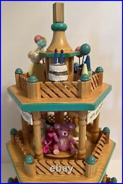 Lillian Vernon Happy Birthday 3-tier Wooden Carousel Circus Theme New Rare Find