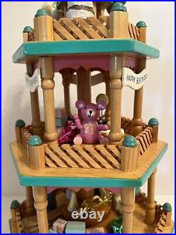 Lillian Vernon Happy Birthday 3-tier Wooden Carousel Circus Theme New Rare Find