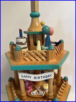 Lillian Vernon Happy Birthday 3-tier Wooden Carousel Circus Theme New Rare Find