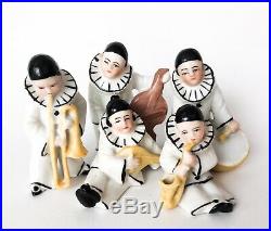 Lot Pierrot Figurine Clown Circus Doll Porcelain Ceramic Germany Art Deco Vtg