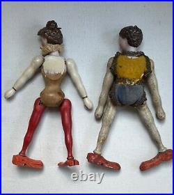 Lot of 2 antique bisque head Circus dolls Schoenhut wood