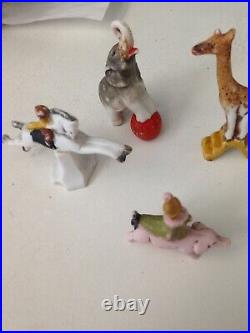 Lot of 4 -Antique German Bisque Circus Animals- Elephant, Horse, Pig, Giraffe
