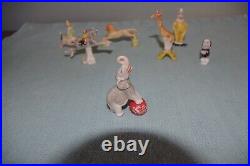Lot of 7 Antique Bisque Circus Animals Figures Germany (Clown, Elephant, Lion)