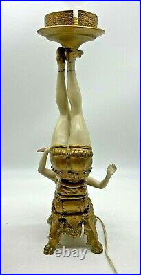 Majestic Pair Rare Art Deco Circus Entertainer Lamps withMurano Millefiori Globes