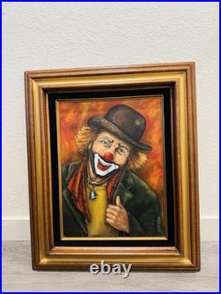 Mildred Schofield Clown Original Oil Painting Signed With COA Antique