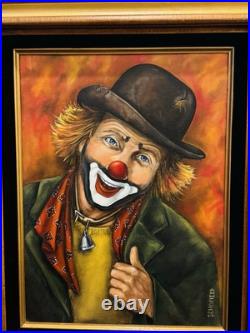Mildred Schofield Clown Original Oil Painting Signed With COA Antique