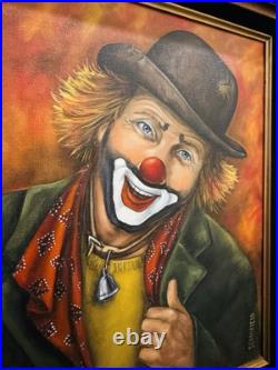 Mildred Schofield Clown Original Oil Painting Signed With COA Antique