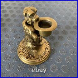 Novelty Bronze Dog Inkwell Circus Begging Act Bowler Hat Glass Eyes Rare C1900