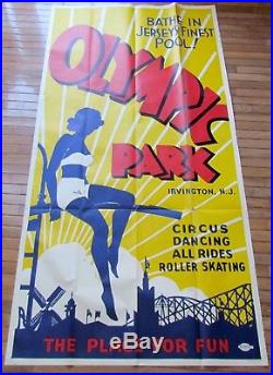 Olympic Park Irvington N. J. Large Vintage Poster Circus Dancing Roller Skating