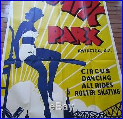 Olympic Park Irvington N. J. Large Vintage Poster Circus Dancing Roller Skating