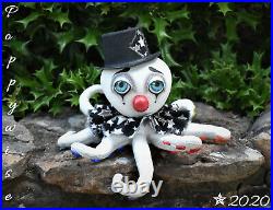 OoaK RAINBOW Circus OCTOPUS Clown Handmade Pop Art Doll POPPYWISE