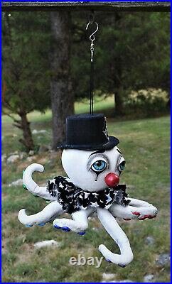 OoaK RAINBOW Circus OCTOPUS Clown Handmade Pop Art Doll POPPYWISE
