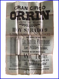 Original Antique 1905 Circus Broadside Poster ORRIN 19x12.25 & Highdiver Letter