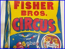 Original Antique Fisher Bros Circus Poster Tiger Clowns Acrobats Arkansas #2 Original Antique Fisher Bros Circus Poster Tiger Clowns Acrobats Arkansas #2