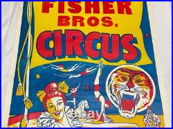 Original Antique Fisher Bros Circus Poster Tiger Clowns Acrobats Arkansas #2 Original Antique Fisher Bros Circus Poster Tiger Clowns Acrobats Arkansas #2