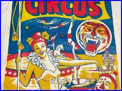 Original Antique Fisher Bros Circus Poster Tiger Clowns Acrobats Arkansas #2