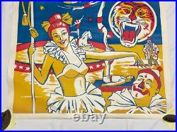 Original Antique Fisher Bros Circus Poster Tiger Clowns Acrobats Arkansas #2