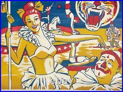Original Antique Fisher Bros Circus Poster Tiger Clowns Acrobats Arkansas #2