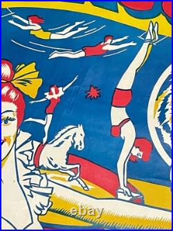 Original Antique Fisher Bros Circus Poster Tiger Clowns Acrobats Arkansas #2